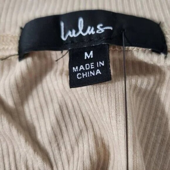 2/$30 Lulus Beige Ribbed Henley Cropped Tee Size M | Casual & Trendy Knit Top - Picture 3 of 6